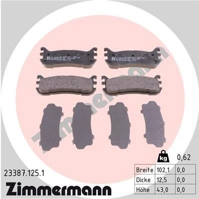 Billede af ZIMMERMANN 23387.125.1 Bremseklodser Billede svarer til leveringsomfang MAZDA: MX 5 2, I, FAMILIA