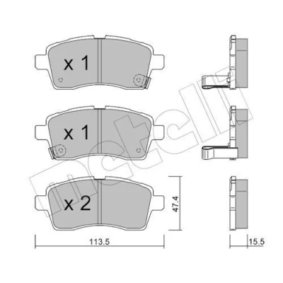 Billede af METELLI 22 1162 0 Bremseklodser med akustisk advarsel for slid SUZUKI: Ignis III