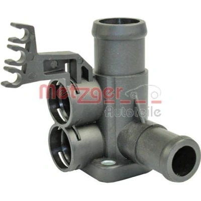 Billede af METZGER 4010041 Kølemiddelflange plastik Cylinderhoved, sideinstallation, venstre med pakning uden sensor AUDI: 80 B4 Avant, A6 C4 Sedan