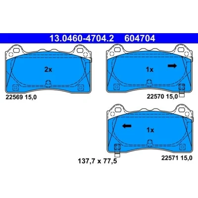 Billede af ATE 13.0460 4704.2 Bremseklodser med akustisk advarsel for slid FORD: FOCUS 3