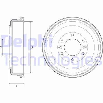 Billede af DELPHI BF555 Bremsetromler uden ABS sensorring, hjullejer 343mm