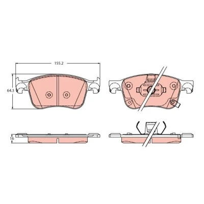 Billede af TRW GDB2342 Bremseklodser med akustisk advarsel for slid FORD: Kuga 2, Focus Mk4 Turnier, Mk3, FORD USA: Edge Mk2
