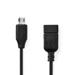 Billede af USB adapter 2.0 Micro B han A Hun 480 Mbps 0.20 m Runde Nikkelplateret PVC Sort Box