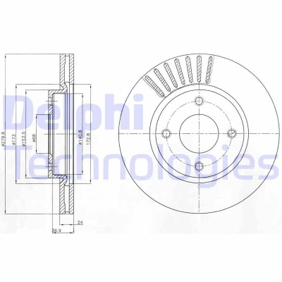 Billede af DELPHI BG4337 Bremseskiver 280 24 4 ventileret olieret ubehandlet uden hjullejer, ABS sensorring
