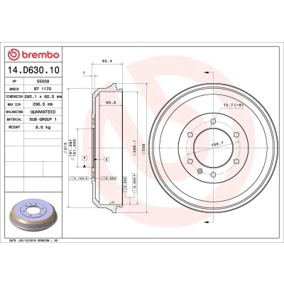 Billede af BREMBO 14.D630.10 Bremsetromler 295,1