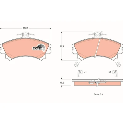 Billede af TRW COTEC GDB1317 Bremseklodser med akustisk advarsel for slid bremsecaliperskruer tilbehør VOLVO: V40 Stationcar, S40 I