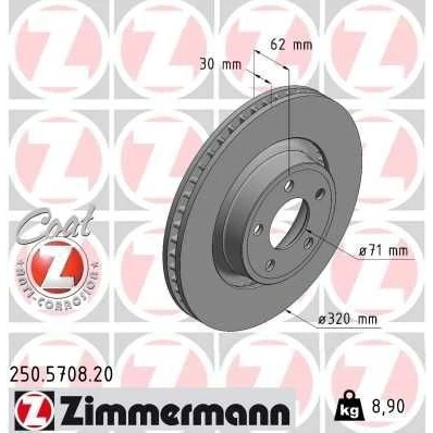 Billede af ZIMMERMANN 250.5708.20 Bremseskiver 320 30 5/5 5 114 udvendig ventileret coatet