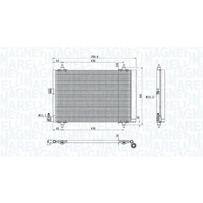 Billede af MAGNETI MARELLI 350203908000 Kondensator med tørrer 421x398x16 398 421 16 PEUGEOT: 406 Stationcar, Coupe