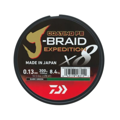 Billede af Daiwa J Braid Expedition X8E Braided line Dark Green 0.13mm/8.4kg (150m) fishing