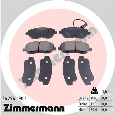 Billede af ZIMMERMANN 24294.190.1 Bremseklodser Inkl. slidadvarselskontakt Billede svarer til leveringsomfang FIAT: Croma II Stationcar