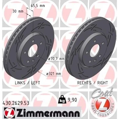Billede af ZIMMERMANN Bremseskive OPEL: Astra J Sports Tourer, Hatchback, Zafira C Tourer 430.2629.53 13502826,13586854,95527034,569077,569092