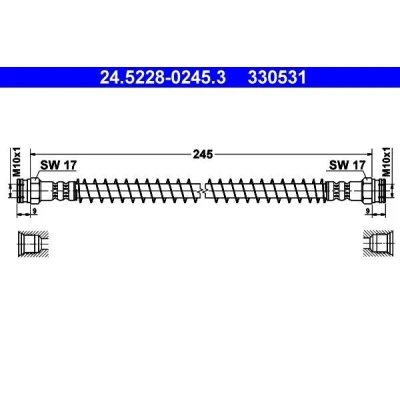 Billede af ATE 24.5228 0245.3 Bremseslange 245 CITROËN: Xsara Hatchback