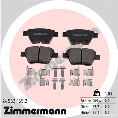 Billede af ZIMMERMANN 24563.165.2 Bremseklodser med skruer Billede svarer til leveringsomfang, fjeder VOLKSWAGEN: Golf 7, 6, 7 Variant