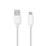 Billede af USB kabel 2.0 A Han C 480 Mbps Nikkelplateret 2.00 m Runde PVC Hvid Box