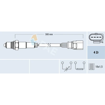 Billede af FAE 77463 Lambdasonde SEAT: Leon II Hatchback, Ibiza 4 ST, 4, VOLKSWAGEN: GOLF 6, Polo V Touran I, AUDI: A3 Sportback, Hatchback