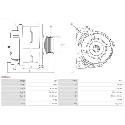 Billede af AS PL A3801S Generator 12V 150A
