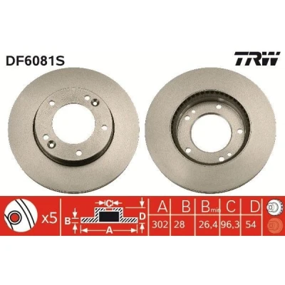 Billede af TRW DF6081S Bremseskiver 302 28 5 139,6 ventileret lakeret KIA: SORENTO 1