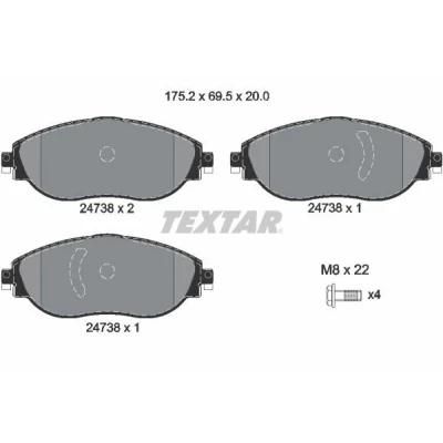 Billede af TEXTAR 2473806 Bremseklodser Ikke forberedt til slidindikator med bremsecaliperskruer VOLKSWAGEN: Passat B8 Variant, Sedan, Arteon