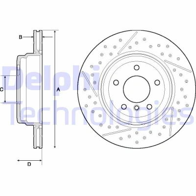 Billede af DELPHI BG4714C Bremseskiver 324 22 5 ventileret coatet højkarboniseret uden hjullejer, ABS sensorring BMW: 3 Touring, Sedan, 1 Hatchback