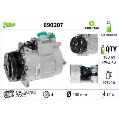 Billede af VALEO 690207 Kompressor 7CVC 12 PAG 46 R 134a med kompressorolie