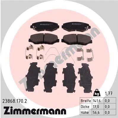 Billede af ZIMMERMANN 23868.170.2 Bremseklodser med akustisk advarsel for slid Billede svarer til leveringsomfang, fjeder HONDA: CR V 2