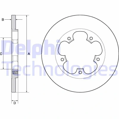 Billede af DELPHI BG4681C Bremseskiver 308 16 5 fuldstændigt coatet ubehandlet uden hjullejer, ABS sensorring FORD: Transit Mk6 Bus