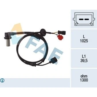 Billede af FAE 78063 ABS Sensor foraksel Induktiv 2 1025 VOLKSWAGEN: Passat B5 GP Variant, Sedan, AUDI: A4 Sedan