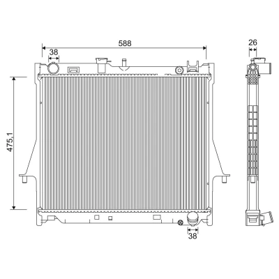 Billede af VALEO 701231 Radiator Aluminium 550 528 36 TOYOTA: HILUX 6 Pick up