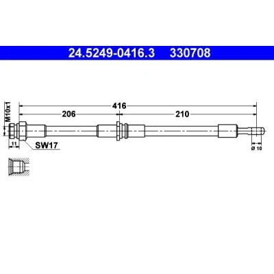 Billede af ATE 24.5249 0416.3 Bremseslange 416 M10x1 VOLVO: V40 Stationcar
