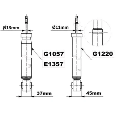 Billede af MONROE G1220 støddæmper Gastryk dobbeltrør Teleskop nederste øje, øverste stift VOLKSWAGEN: Jetta 4