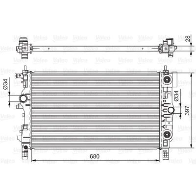 Billede af VALEO 701541 Radiator Aluminium 397 680 28 uden kølemiddelregulering Loddet køleripper