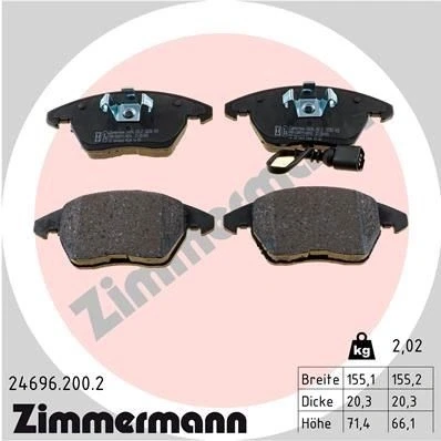 Billede af ZIMMERMANN 24696.200.2 Bremseklodser Inkl. slidadvarselskontakt Billede svarer til leveringsomfang AUDI: A1 Sportback, Hatchback, TT Coupe