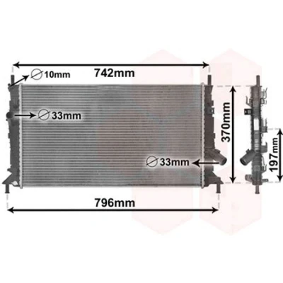 Billede af VAN WEZEL 18002370 Radiator Aluminium 672 380 26 Loddet køleripper MAZDA: 3 Hatchback, Sedan, VOLVO: V50, FORD: Focus 2