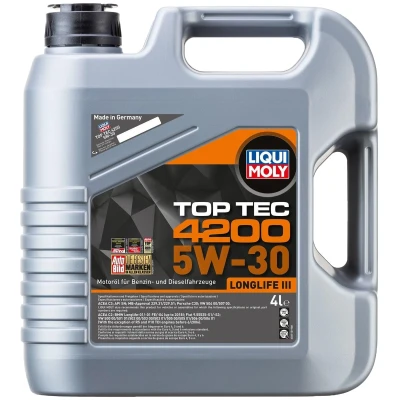 Billede af Liqui Moly Top Tec 4200 5W 30 4l Motorolie 3715 VOLKSWAGEN: up! Hatchback, Polo V Golf 7, BMW: 1 3 Touring, 5 Touring