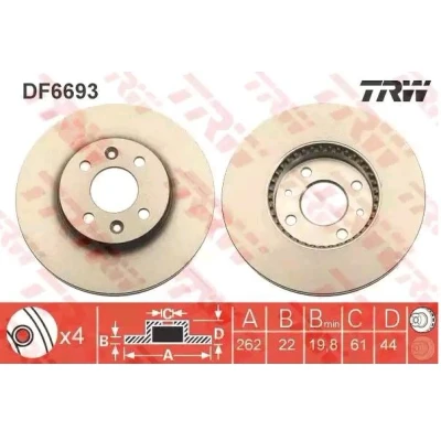 Billede af TRW DF6693 Bremseskiver 262 22 4 100 ventileret lakeret