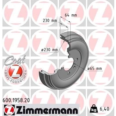 Billede af Bremsetromle ZIMMERMANN 600.1958.20