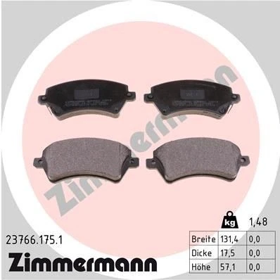 Billede af ZIMMERMANN 23766.175.1 Bremseklodser med akustisk advarsel for slid Billede svarer til leveringsomfang TOYOTA: Corolla IX Hatchback, Sedan