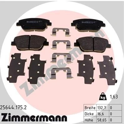 Billede af ZIMMERMANN 25644.175.2 Bremseklodser med akustisk advarsel for slid Billede svarer til leveringsomfang, glideplade KIA: Optima / K5