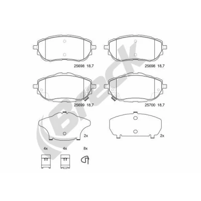 Billede af BRECK 25698 00 701 Bremseklodser med akustisk advarsel for slid anti knirke plade tilbehør TOYOTA: Auris Stationcar, Hatchback