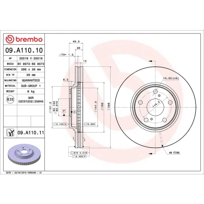 Billede af Bremseskive BREMBO 09.A110.11