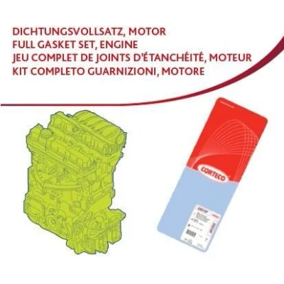 Billede af CORTECO 497391P Komplet pakningssæt, motor med pakdåse knastaksel, krumtap, cylinderhovedpakning, ventilarmstætning