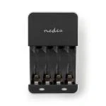 Billede af NiMH batterioplader AA / AAA 1.2 VDC 180.00 mA Opladning Euro Type C (CEE 7/16) Sikkerhedsfunktioner: omvendt batteripolaritetsbeskyttelse Energi fra batteritype: Beskyttelse mod polaritet Hvid Sort