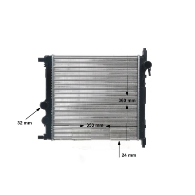 Billede af MAHLE ORIGINAL CR 831 001S Radiator 352 360 32 Mekanisk fuget køleripper VOLKSWAGEN: up! Hatchback, SKODA: Citigo, SEAT: Mii