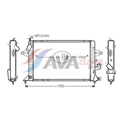 Billede af AVA COOLING SYSTEMS OLA2294 Radiator Aluminium 601mm 360mm 34mm uden ekspansionsbeholder Mekanisk fuget køleripper OPEL: Astra G CC, Sedan