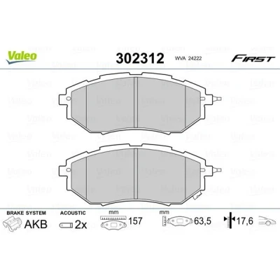Billede af VALEO 302312 Bremseklodser foraksel Inkl. slidadvarselskontakt med anti knirke plade SUBARU: Forester IV, Outback V, Legacy 5