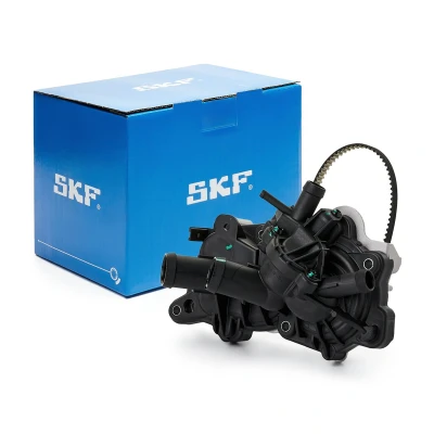 Billede af SKF VKPA 81341 vandpumpe 28 med pakninger rem, Termostat indbygget i plastik hus VOLKSWAGEN: up! Hatchback, Polo V Hatchback