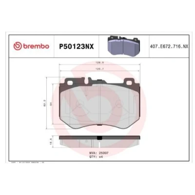 Billede af BREMBO P50123NX Bremseklodser forberedt til slidadvarsel med anti knirke plade uden tilbehør