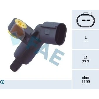 Billede af FAE 78020 ABS Sensor højre foraksel uden kabel Induktiv 2 VOLKSWAGEN: Lupo / 3L, Golf 4, 5, AUDI: A3 Hatchback, TT Coupe, Roadster
