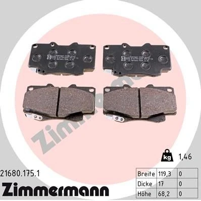 Billede af ZIMMERMANN 21680.175.1 Bremseklodser med akustisk advarsel for slid Billede svarer til leveringsomfang TOYOTA: HILUX 3 Pick up