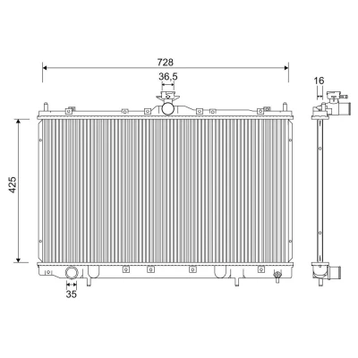 Billede af VALEO 701239 Radiator Aluminium 425 728 16 MITSUBISHI: Grandis